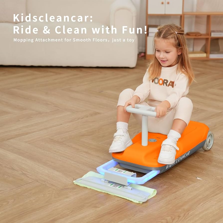 KidsCleanCar™ – Aufsitz-Reinigungsfahrzeug für Kinder | Spielen und Boden gleichzeitig reinigen
